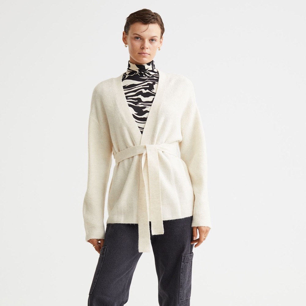 Cardigan with tie belt